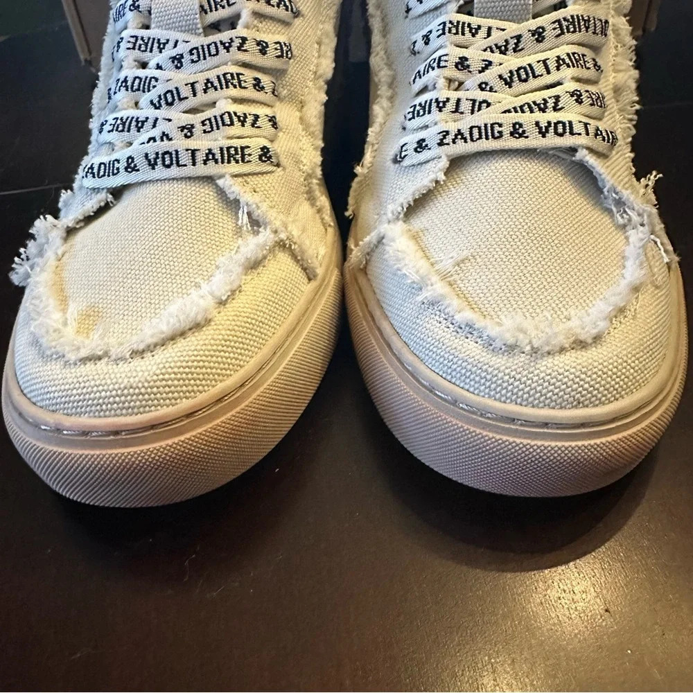 NIB Zadig & Voltaire High Flash Canvas High Tops Size 39 Flash Cream US 8 - Picture 9 of 15